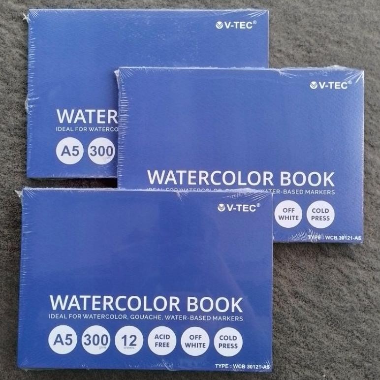 

Buku Lukis Cat Air Water Color Book V-TEC A5 300 Gsm Cold Pressed ( Pcs ) [Original ] AST