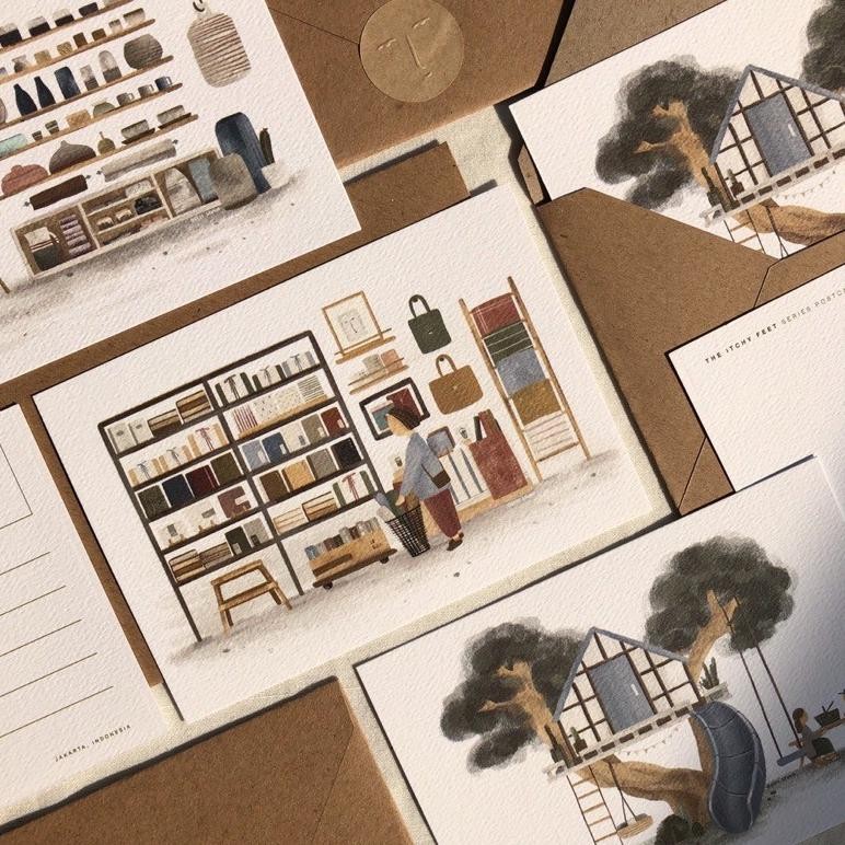 

The Itchy Feet // Postcard with Brown Envelope AST