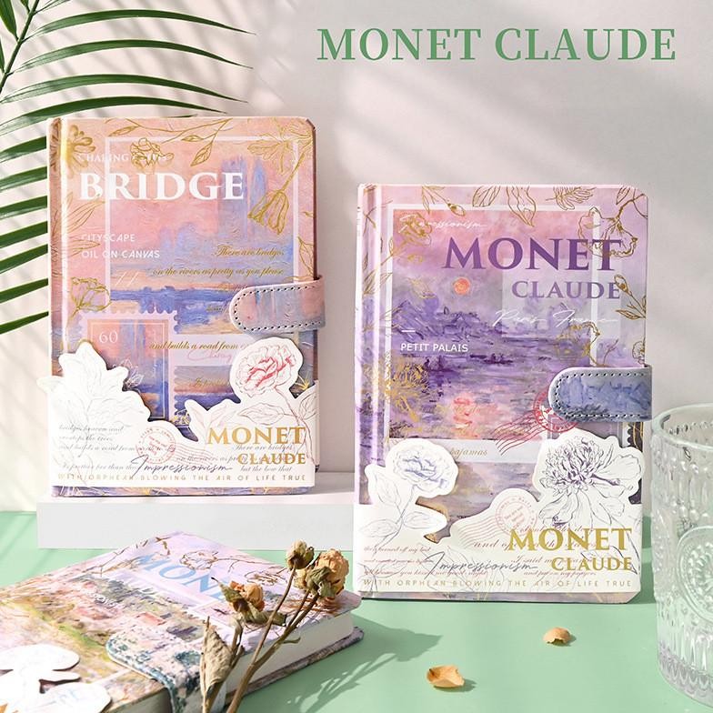 

Full Color Buku Diary Hardcover Notebook Monet Paintings Colorpage Illustration Magnetic Buckle AST