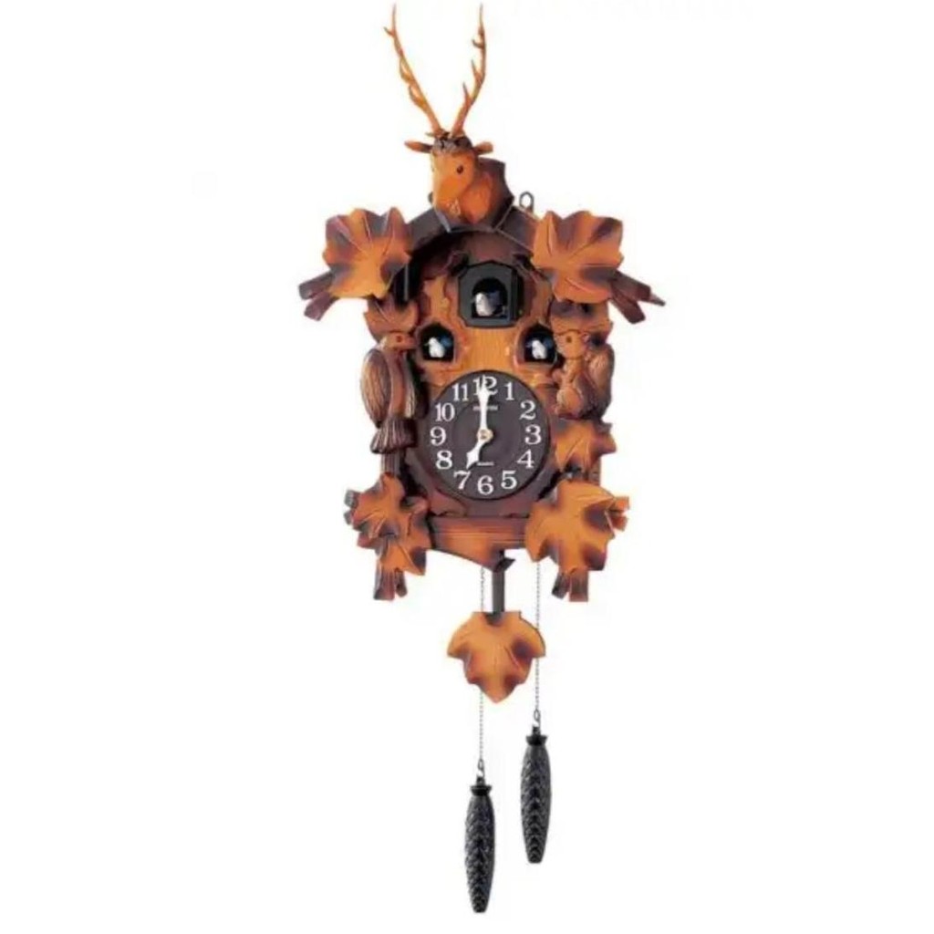 Tersedia Jam Dinding Cuckoo Rhythm 4MJ419 Original Kikuk Kukuk Wooden Case