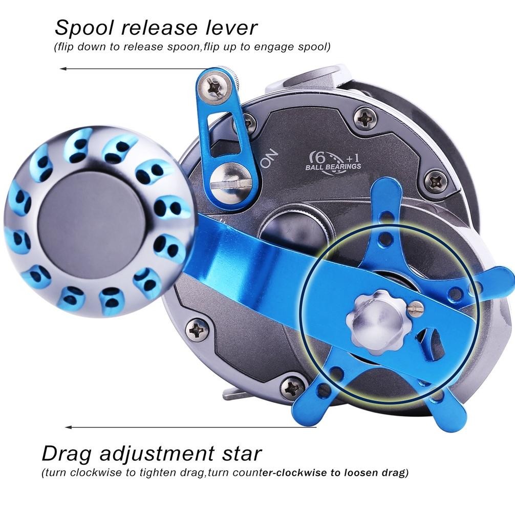 Sougayilang Overhead Reel Pancing Handle Memancing Di Laut Trolling Reel Full Metal Big Size