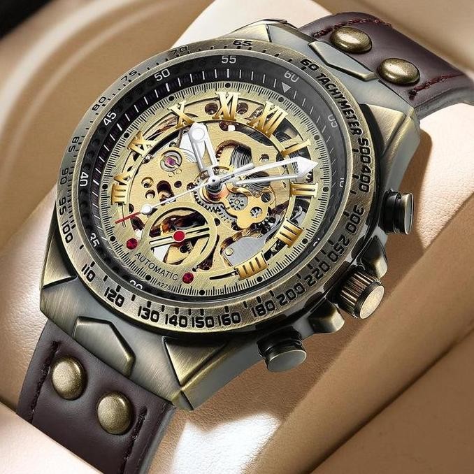 Tersedia Jam Tangan Asli Otomatis Kulit Tahan Air Mesin Mekanik Transparan Awet Seumur Hidup Premium