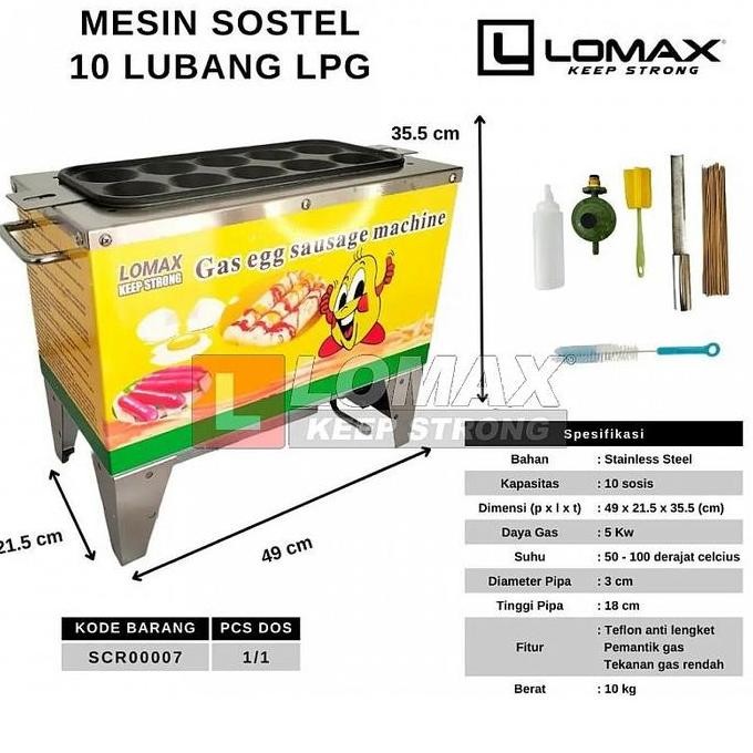 TERBARU - MESIN SOSIS TELUR SOSTEL 10 LUBANG GAS MESIN SOSIS TELOR