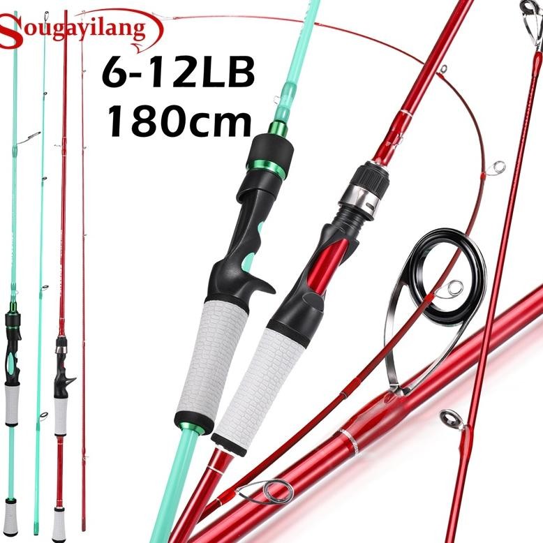 Sougayilang 180cm Jraon Pancing Serat Carbon 2 Bagian 6-12LB Ultralight Joran BC Spinning Joran