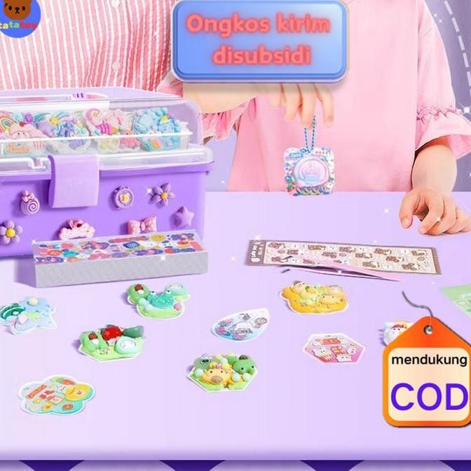 

Tersedia tatatoy 1518pcs (Exclusive Live Moochii) Stiker Guka untuk anak-anak dan perempuan, set tas lem krim Guka lucu, kotak penyimpanan bahan diy