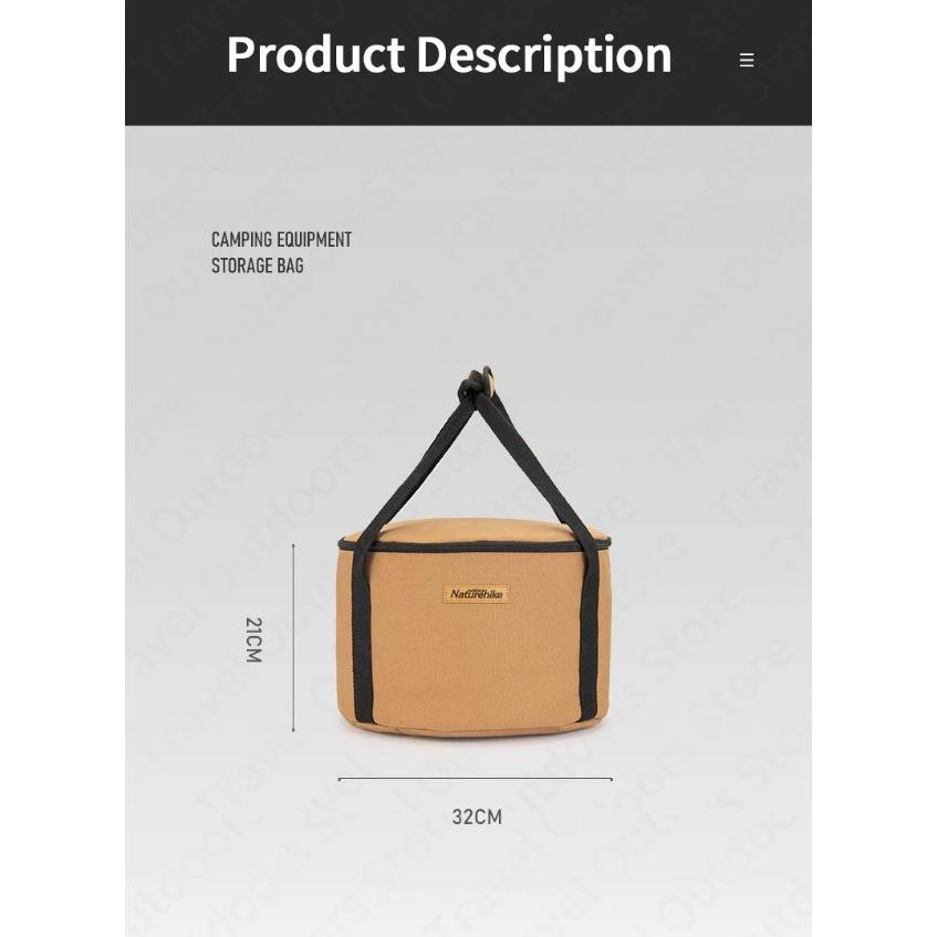 Naturehike Storage Bag Canvas Bulat Nh20Pj129 Tas Peralatan Camping