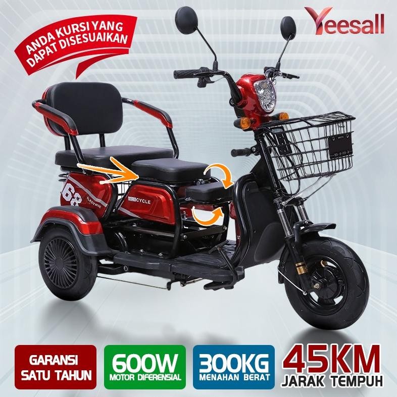 Sepeda Motor Listrik Roda 3/mobil Baterai Kecil Roda 3/Untuk Orang Tua /Sepeda Roda Tiga Listrik