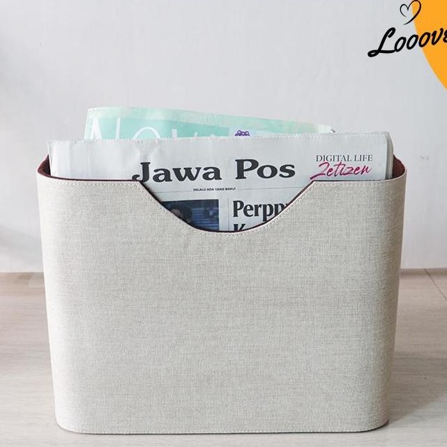 Tempat/ Keranjang/ Box Majalah,Koran,Buku Kayu Jati Motif Putih Polos Co