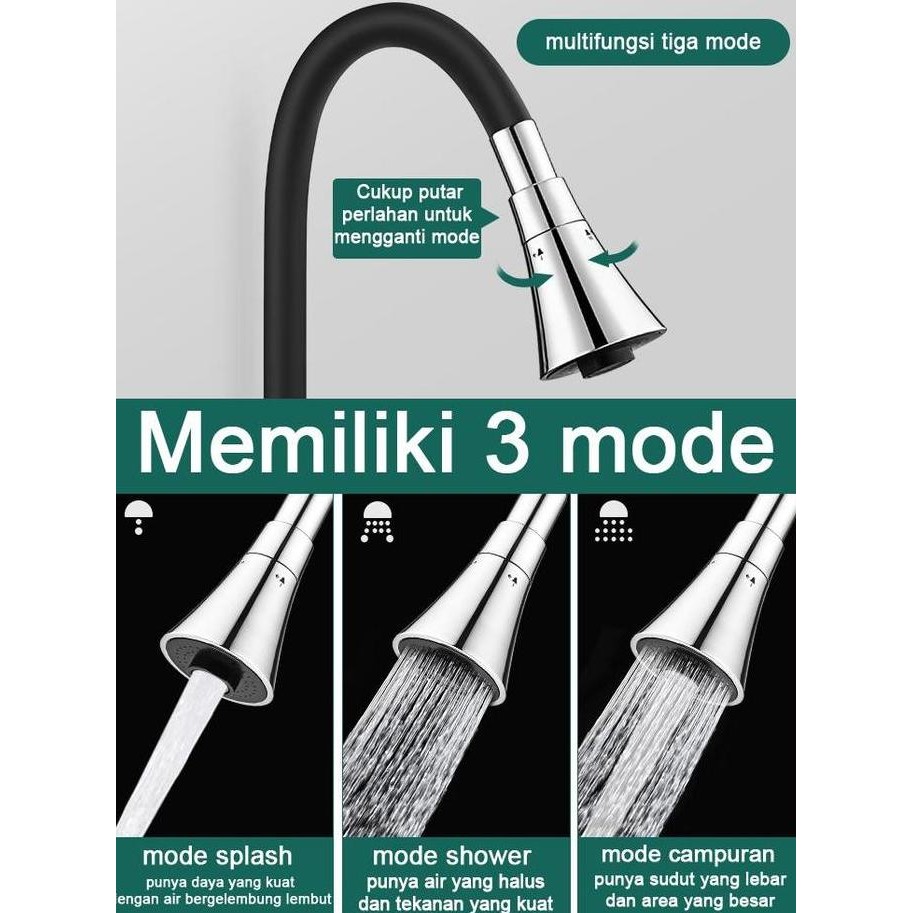 SUS 304 STAINLESS KRAN SERBAGUNA KRAN ANGSA CUCI PIRING DAPUR FLEKSIBEL MULTI FUNGSI MODEL PASANG TE