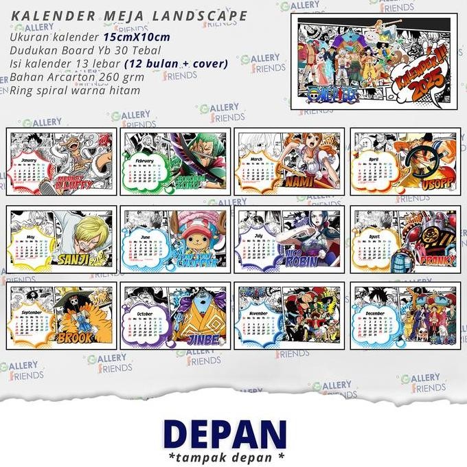 

[Kl] Kalender Meja Lans Anime All. One Piece,Jujutsu Kaisen, Naruto Shippuden Dll. Co