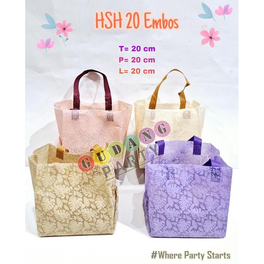 

Tersedia Spunbond Embos/HSH 20 CM/Tas Bingkisan/Goody Bag/Tas Souvenir Kado