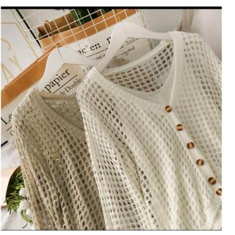 SUETERKU Cardigan kancing fishnet 2in1 + inner HQ premium /NEW CARDIGAN RAJUT WANITA terlaris