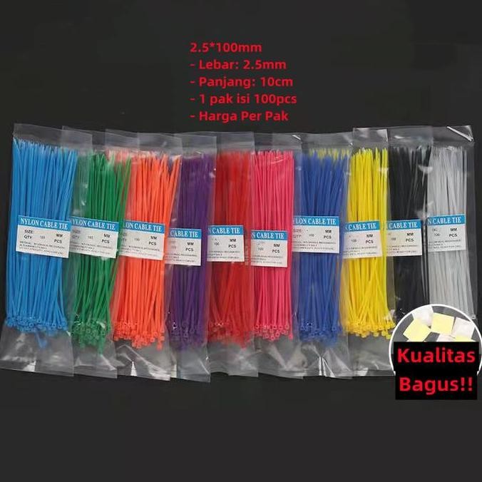 

Kabel Ties/Kabel Tis/Cable Tis 2.5*100Mm 10Cm Hitam/Putih/Warna Warni Co