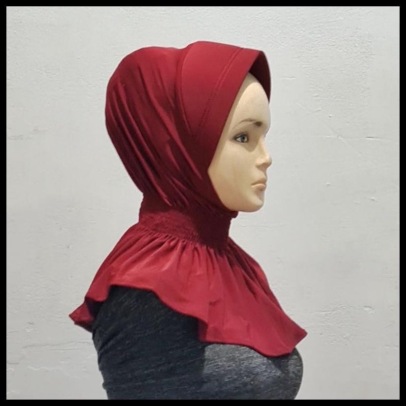HIJAB INSTAN BERGO POLOS KERUT LEHER JILBAB KERJA