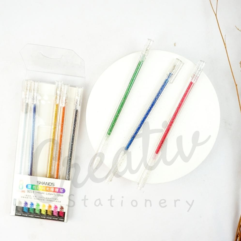 

SHANDS Glitter Gel Pen Series Set 8Pcs 12Pcs Pena Berkilau