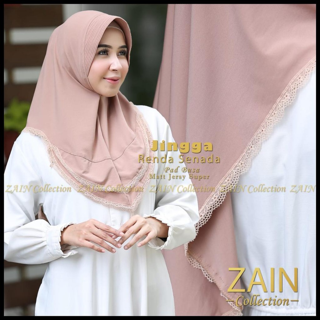 JILBAB INSTAN VARIASI RENDA BERGO JINGGA ORI ZAIN COLLECTION