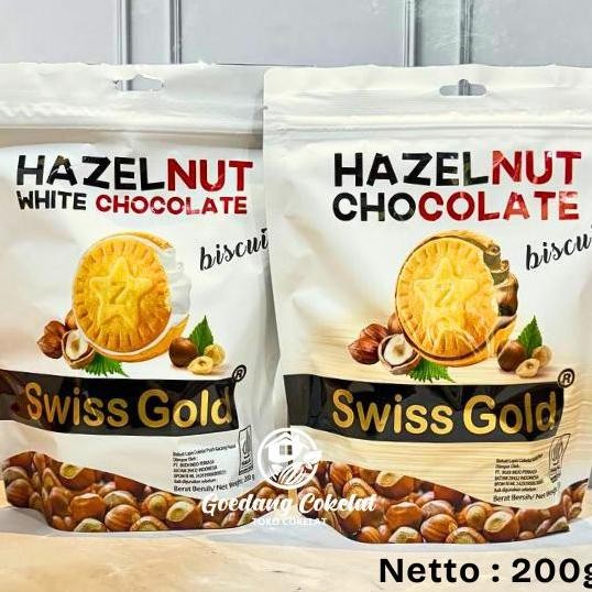 

Swiss Gold Hazelnut Biscuit Biskuit Hazelnut Milk White Chocolate 200G