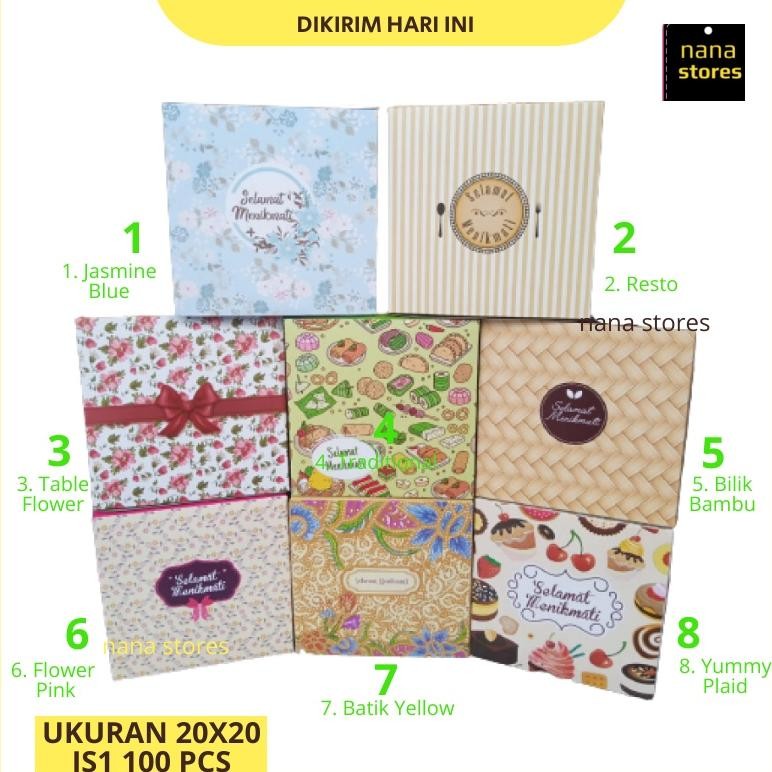 100 Pcs Dus Nasi, Kotak Nasi, Box Nasi, Dus Makanan, Dus Catering, Dus Modern Ukuran 20x20