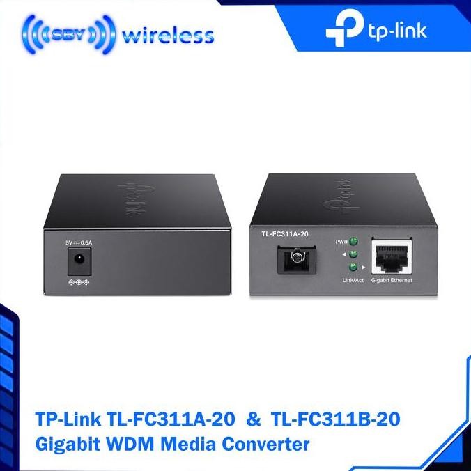 Tplink Media Converter Fo To Lan Gigabit Single-Mode Sc Ab, Sepasang New Stok