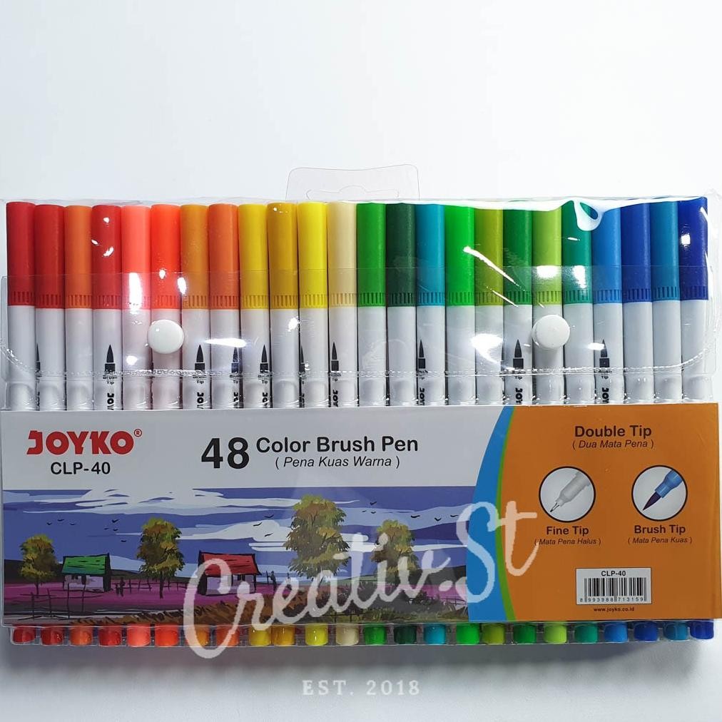 

JOYKO Brush Pen 48 Warna Brush + Pen Clp-40 Set Spidol Kaligrafi