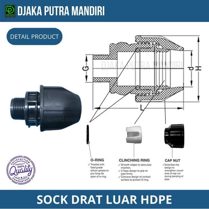Fitting Hdpe - Sambungan Pipa Hdpe - Sock Drat Luar 3" Original Dan Terpercaya