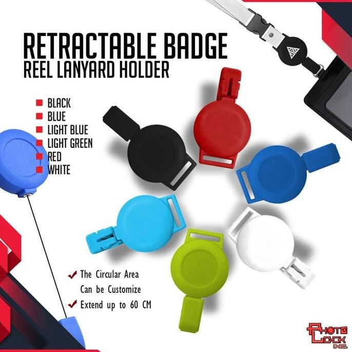 

Retractable Badge Reel Lanyard Holder (1 Pcs) Black, Light Blue, White, Blue, Red Co
