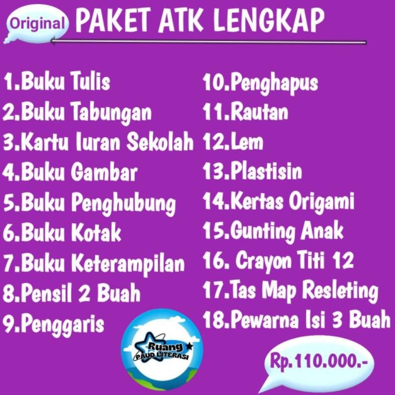 

ORI PAKET ATK TK. PAUD. RA .KB.TPA / PAKET EKONOMIS & PAKET LENGKAP