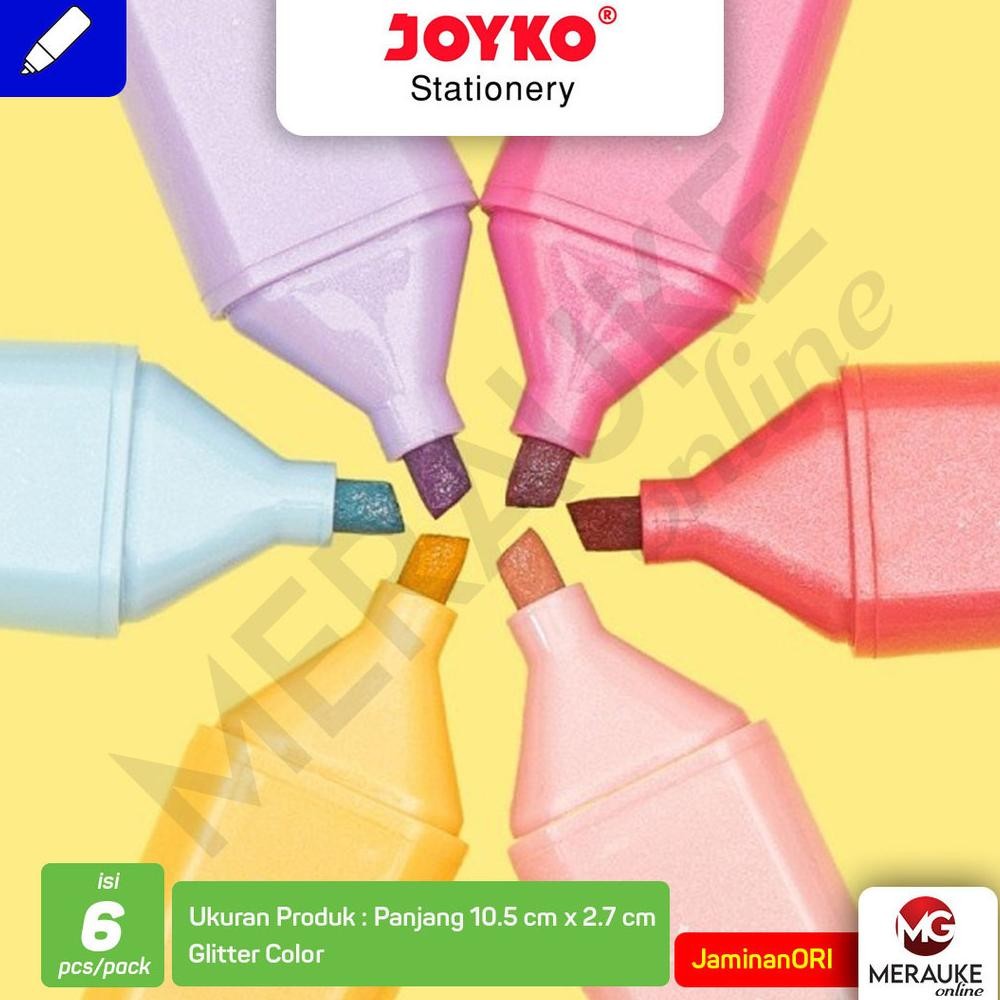 

Joyko Highlighter Penanda Berwarna Glitter HL-86-6 (1 Set isi 6 Pcs)