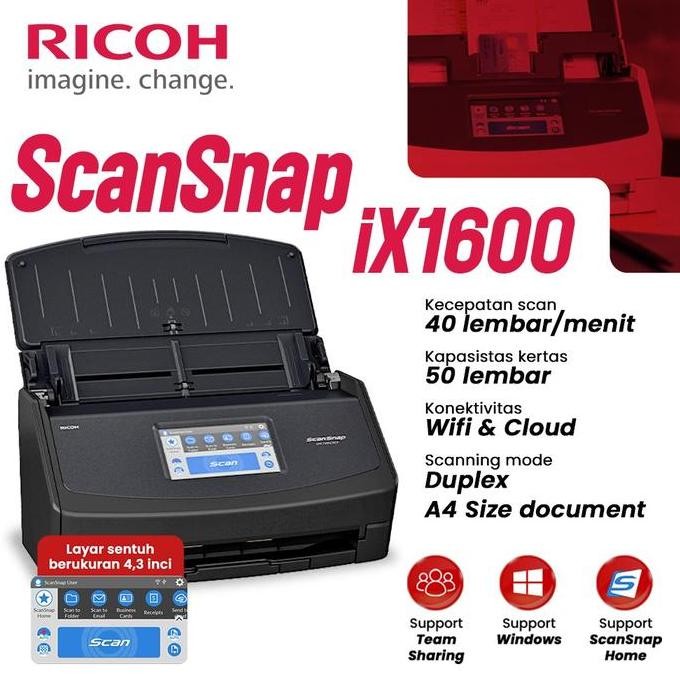 Ricoh/Fujitsu Scanner Scansnap Ix1600 Scansnap Ix 1600 New Stok