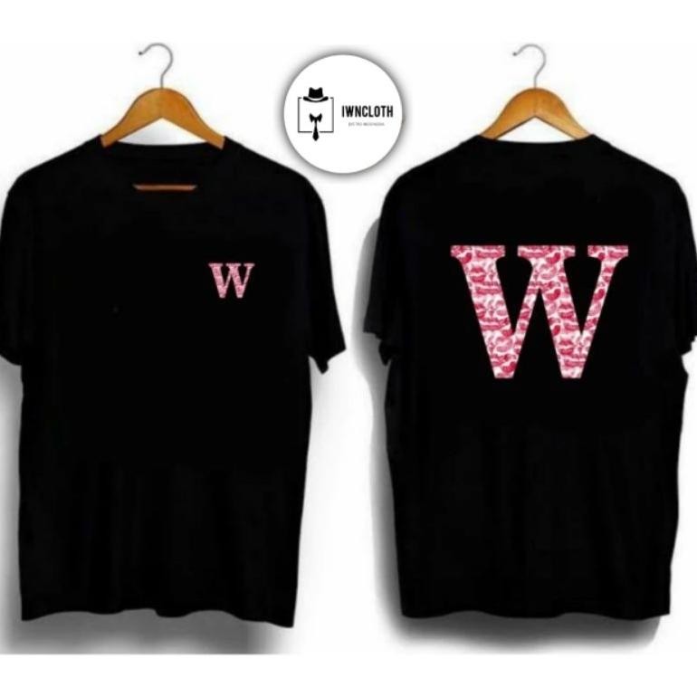 Promo Kaos Inisial Nama Huruf W Kiss Sablon Dtf Kaos Distro Pria Wanita