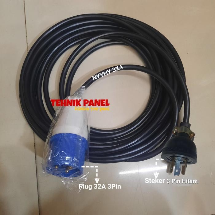 Kabel Penghubung Pln Ke Genset 32A 3Pin Ke Steker Genset 3Pin Hitam Original Dan Terpercaya