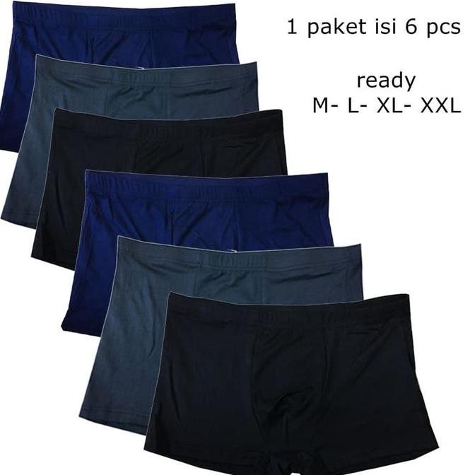 VM - 6 pcs Boxer Celana Dalam Polos Spandek Stretch