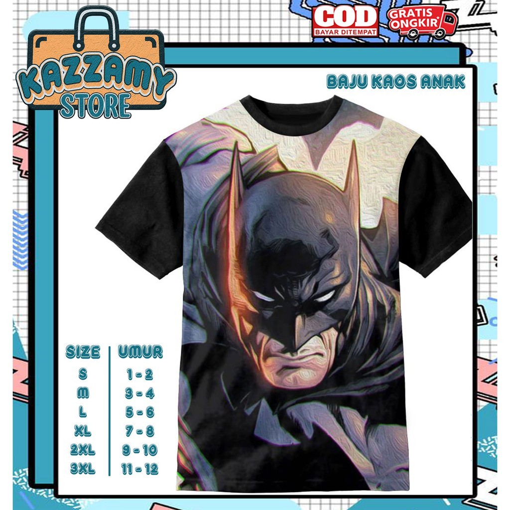 Kaos Anak 3D Batman Face Cool - Kaos Anak 3D Unisex - Kazzamy Store