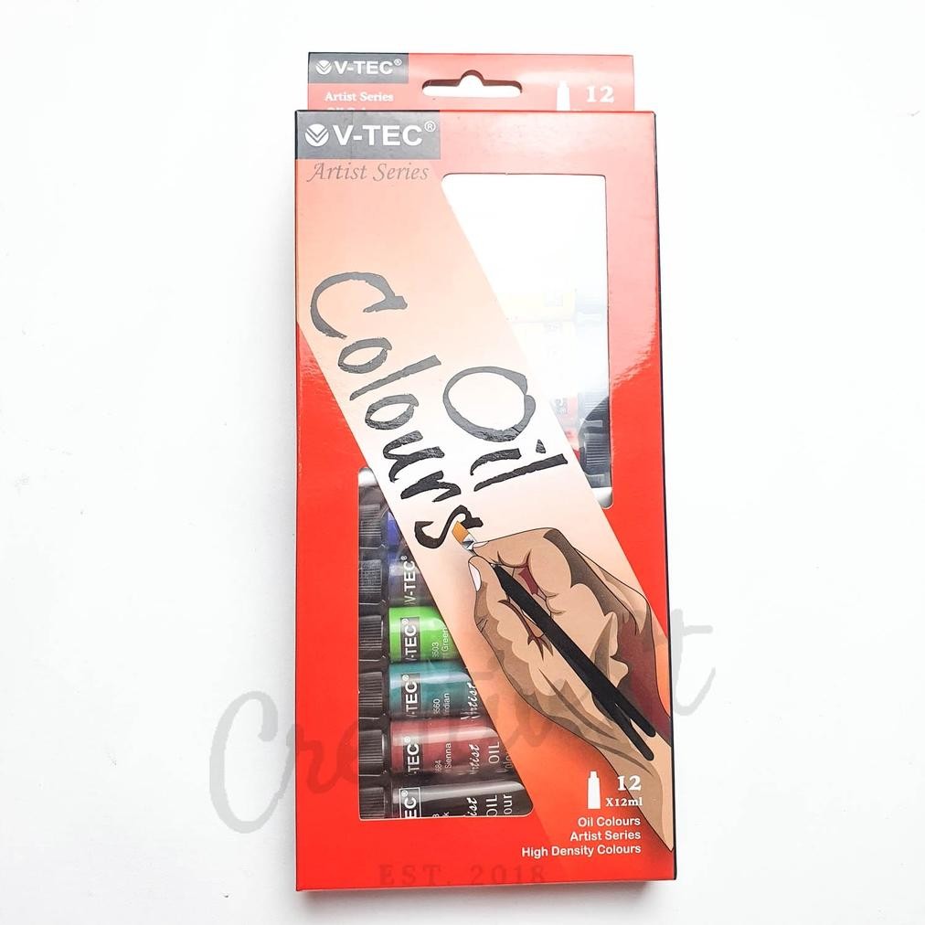 

V-TEC Vtec Oil Colour Cat Minyak 12 Warna Vtec Set Paint Vt-1386