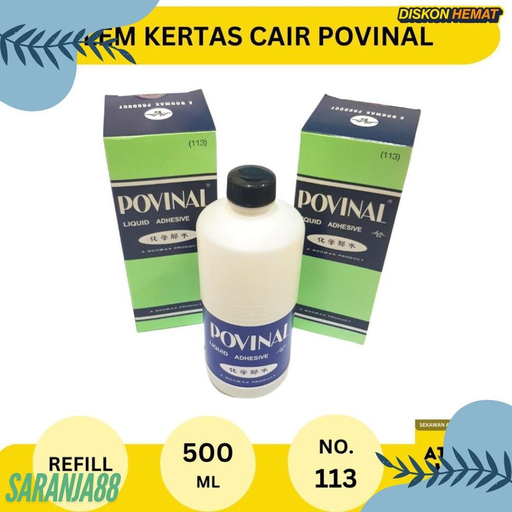 

Lem Kertas Cair Merk Povinal Refill No. 113 500 Ml Terlaris! Produk Ini Banyak Dicari