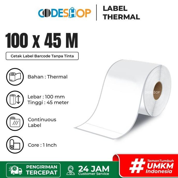 

DISKON Kertas Label Printer Bluetooth Thermal 100 x 45 M 100 Meter (100x45m)