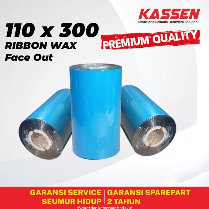 

TERMURAH RIBBON WAX 110 X 300 FACE OUT FO LABEL SEMICOATED THERMAL TRANSFER