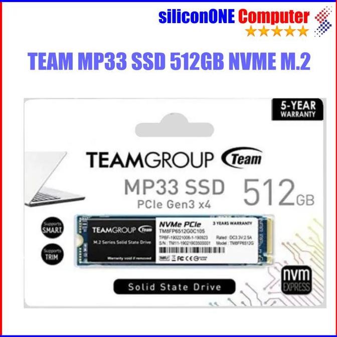 TERMURAH - Team MP33 512GB NVMe SSD M.2 M2 512G PCI-e Gen3x4 Storage