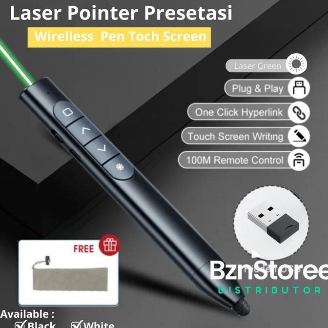 

TERBARU - Wireless Laser Hijau Green Presenter Pointer USB C + Touch Screen Pen / Laser Pointer persentasi Blue Portable