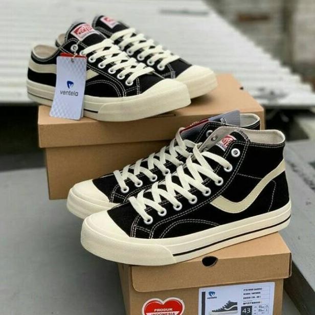 Ready Sepatu Ventela Public Low & High Ventela Pendek Dan Tinggi Hitam Putih Pria Wanita