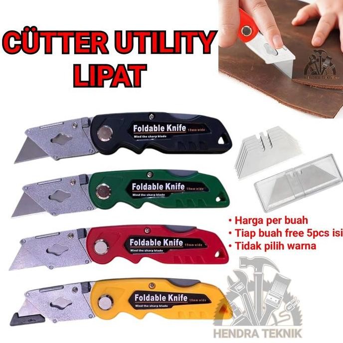 

KNH - CUTTER UTILITY KNIFE LIPAT T TYPE PISAU KATER KARPET KULIT KARET KARDUS GYPSUM CALSIBOARD SILET LIPAT SERBAGUNA