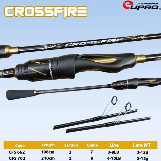 Tersedia EUPRO Joran Pancing Spinning CROSSFIRE 662 - 702 Carbon Solid Material Graphite Lite 24 XSB