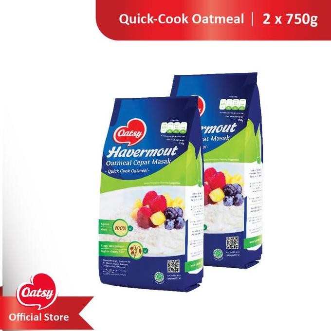 

Oatsy Quick Cook Oatmeal 750G (Double Pack) Terbaru