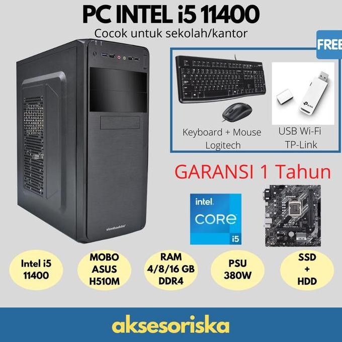 PAKET CPU/KOMPUTER/PC RAKITAN INTEL CORE I5 11400 GEN 11