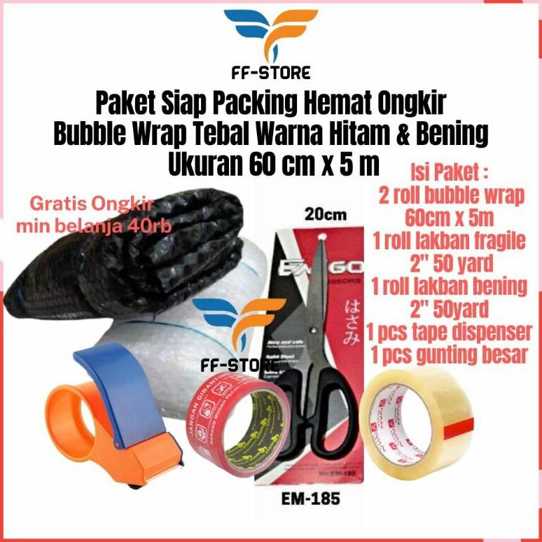

Produk Baru!! Paket Bubble Wrap 60cm x 5m + Lakban + Gunting + Tape Dispenser - Starter Pack Online Shop