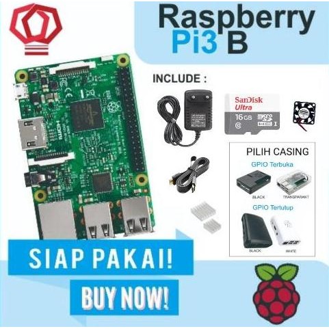 Raspberry Pi3 Pi 3 Model b 3b Pi3b Paket Lengkap Komplit Siap Pakai
