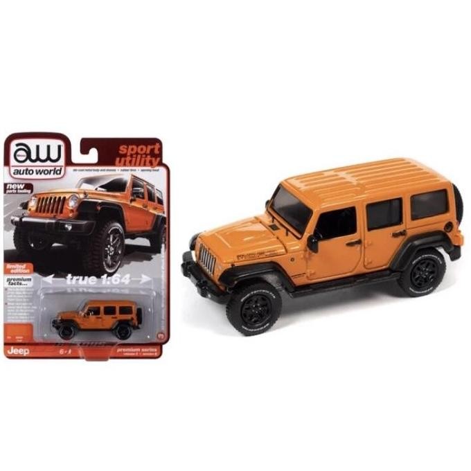 Diecast Jeep Wrangler Unlimited 2013 Moab Orange 1/64 By Autoworld