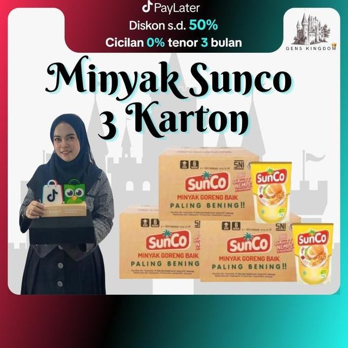 

[Genskingdom X Siscaananta Dus Isi 3] - Minyak Sunco 2 Liter 3 Karton Minyak Premium Minyak Kelapa Sawit