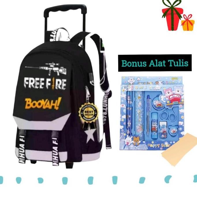 SALE Tas Ransel Troli Anak Laki Laki Karakter FF Booyah Tas Dorong Koper Anak Laki Laki Karakter