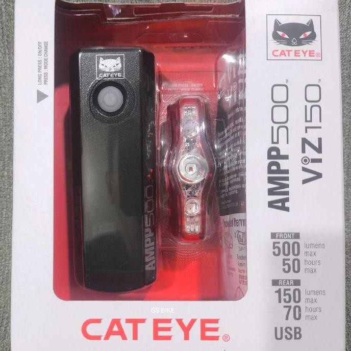 Tersedia CATEYE AMPP 500 & VIZ 150 KIT SET Lampu Depan Belakang Sepeda